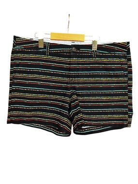 Merona Blue Multicolor Stripe Cotton Mid-Rise 5" Shorts Size 14